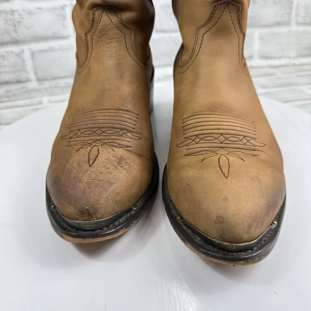 ABILENE Vintage Men's Size 10.5 M Slip On Tan Wheat Leather Cowboy Western Boots